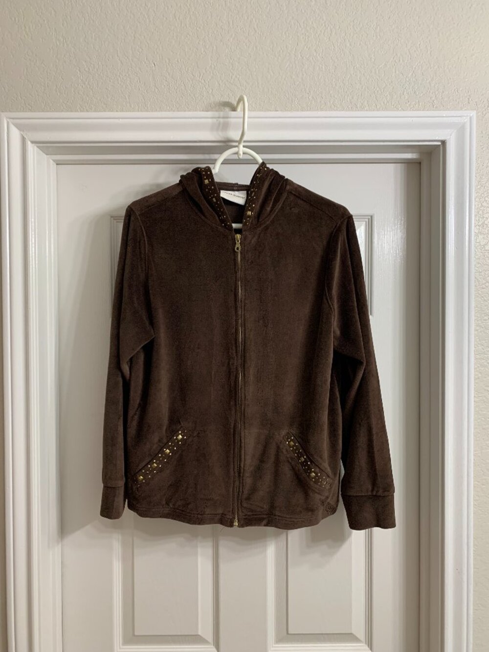 Alfred Dunner Women's Chocolate Brown Velour Jacket, Size 8